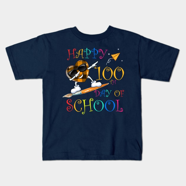 Cute Heart Happy 100th Day Of School Shirt For Kids Student Kids T-Shirt by hoppeaissam